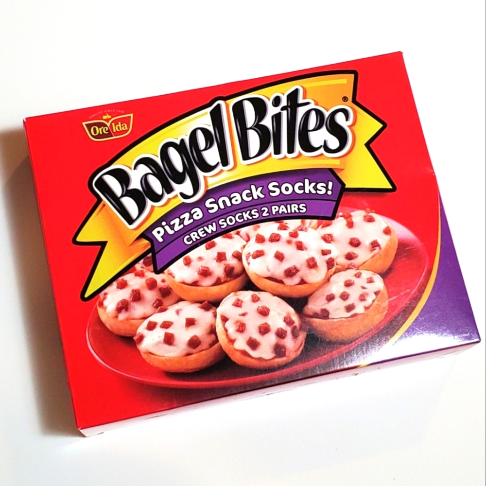Bagel Bites Pizza Snack Socks Adult Unisex Shoe Size 8-12